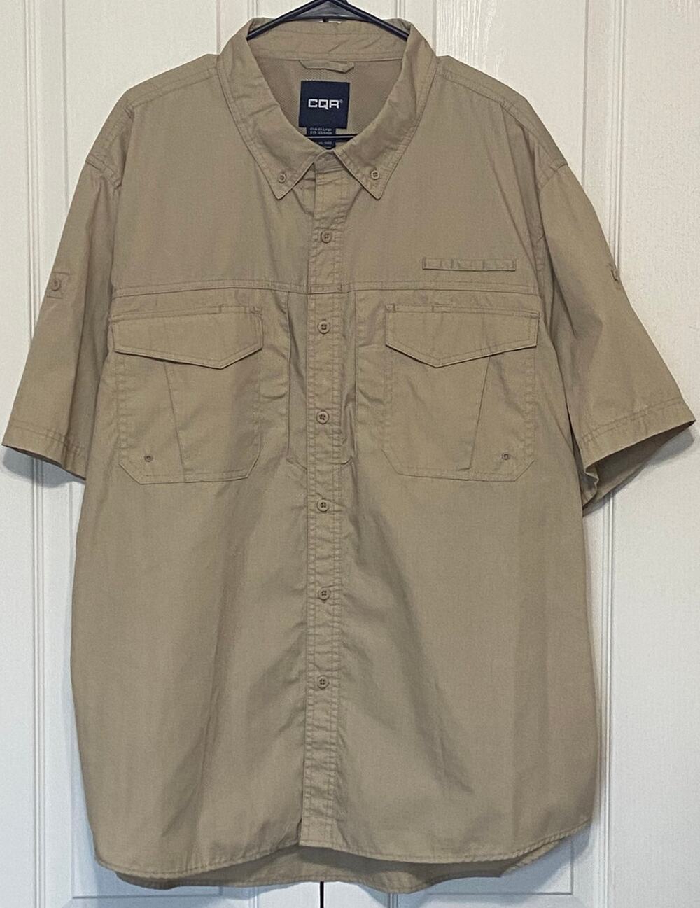 CQR Tactical Fishing Utility Shirt – Beige 2XL Short Sleeve